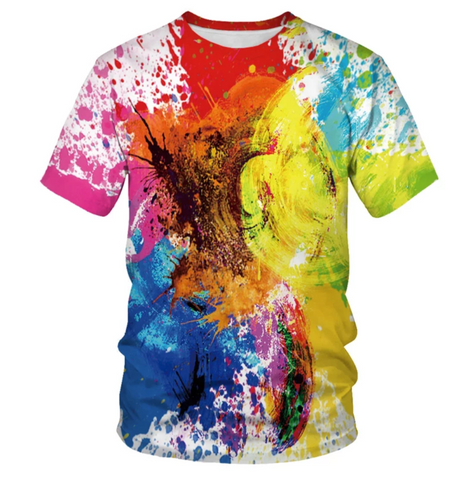 Camiseta Con Estampado De Graffiti Multicolor (verano)